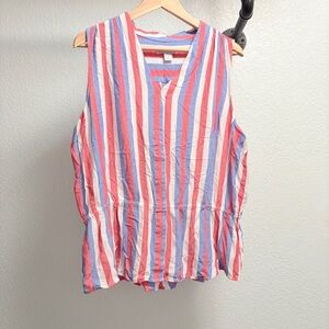 Liz Claiborne Red White and Blue sleeveless blouse women’s size Large Rayon Top